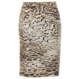 Saia lápis de estampa de leopardo Lanvin Alber Elbaz Marrom