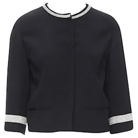 Dolce & Gabbana-Dolce & Gabbana silver crystal rhinestone collar cuff dinner jacket-Black