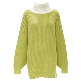 Tibi Merinowoll Rollkragenpullover in Lime Crast Grün