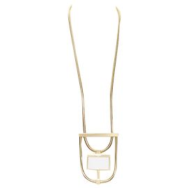 Colar pendente geométrico de pedra de ópio Saint Laurent Hedi Slimane Dourado Metálico