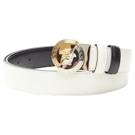 Versace-Versace Demi Medusa Reversible silver coin belt-Black