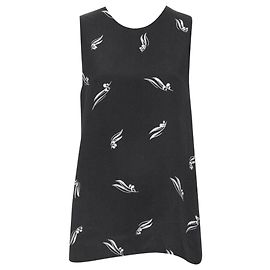 Top sin mangas de crepé estampado Marni con espalda abierta Negro