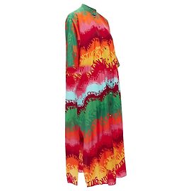 Abito kaftano in seta e cotone con stampa logo arcobaleno Valentino Garavani Waves Multicolore