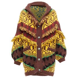Etro farbiger Wollmischung Jacquard-Cardigan mit Knöpfen Mehrfarben