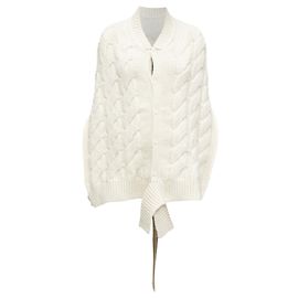 Top de tricô com cabo drapeado e costas abertas com laço de alpaca da Simone Rocha Branco Cru