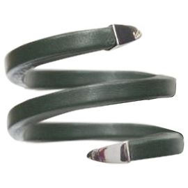 Pulsera de cuero forestal en espiral Bottega Veneta Verde