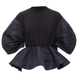 Top peplum de contraste con mangas abullonadas redondas Alexander Mcqueen Negro