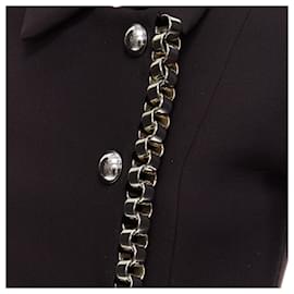 Autre Marque-David Koma Cady Chunky Chain Trim Fit Flare Coat Dress-Black