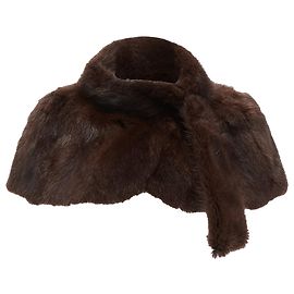Marni Genuine Fur Logo Leaf Lined Loop Through Capelet Stole Brown