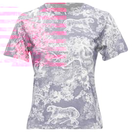 Dior-Dior Toile De Jouy Tree Tiger Print Cotton Linen Casual Tshirt-Pink