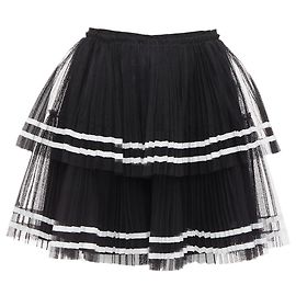 Falda mini plisada de tul con rayas en capas Red Valentino Negro
