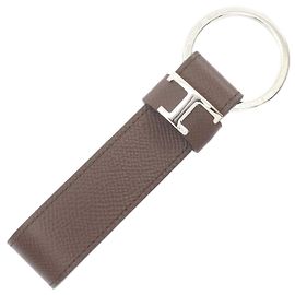 Chaveiro de metal com logo T em couro da Tod's Marrom