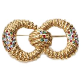 Broche de alfinete entrelaçada embelezada com cristais Balenciaga Dourado Metálico