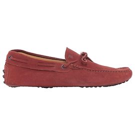 Tod's Gommino Suede Leather Dot Sole Driving Loafers Red