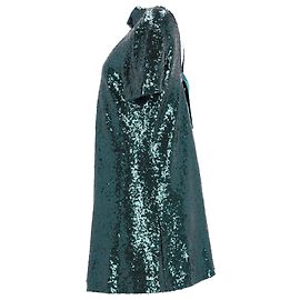 Robe mini à col montant en sequins Staud en nylon vert Vert