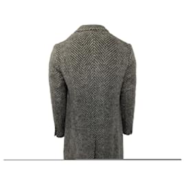 Burberry-Burberry Double-Breasted Herringbone Chesterfield Coat in Grey Wool Mohair Alpaca Blend -Grey
