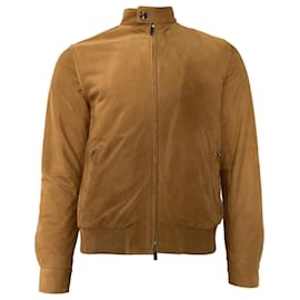Tod's-Tod's Pashmy Bomber Jacket in Brown Suede-Brown,Red