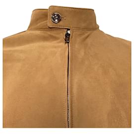Tod's-Tod's Pashmy Bomber Jacket in Brown Suede-Brown,Red