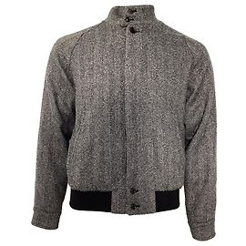 Tod's Tod’s Herringbone Bomber Jacket in Grey Virgin Wool Grey