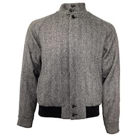 Tod's-Tod’s Herringbone Bomber Jacket in Grey Virgin Wool-Grey