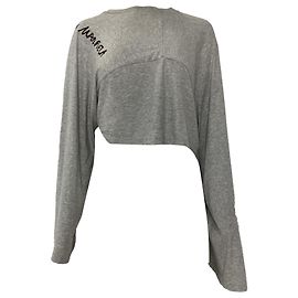 Maison Martin Margiela MM6 Maison Margiela Langarm-Logo-Crop-Top aus grauer Baumwolle Grau