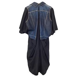 Denim-Westenkleid von Comme des Garçons Junya Watanabe aus schwarzer Wolle Schwarz