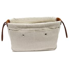 Hermès-Hermes Toile Chevron Vaux Balennia Pouch-Brown,Beige