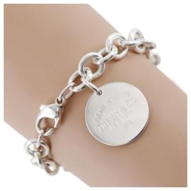 Tiffany & Co-Pulseira de prata Tiffany & Co com etiqueta redonda-Prata,Metálico
