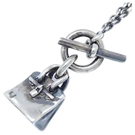Hermès-Collier Kelly Amulette en Argent Hermes-Argenté,Métallisé