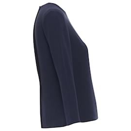 Ralph Lauren-Ralph Lauren Collection viscose crepe sleeve top-Blue,Navy blue