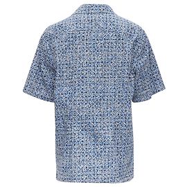 Camicia in cotone a maniche corte con colletto camp e stampa a pois Bottega Veneta Blu