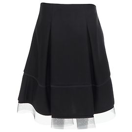 Saia A-Line em tule plissado com acabamento em malha Scuba da Donna Karan Preto