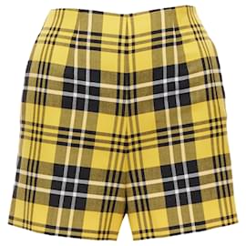 Dior-Christian Dior Plaid Virgin Wool High Waisted Wide Shorts-Yellow