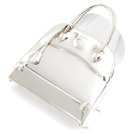 Hermès-Hermes SV925 Silver Bolide Bag Motif Pendant Pill Case-Silvery,Metallic