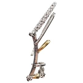 Alexander Mcqueen-Alexander Macqueen Multi hoop gold silver crystal cuff earring-Silvery,Metallic