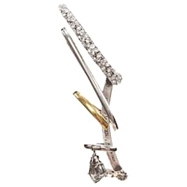 Alexander Mcqueen-Alexander Macqueen Multi hoop gold silver crystal cuff earring-Silvery,Metallic