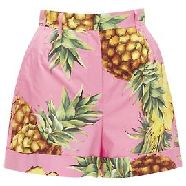 Shorts de cintura alta em A com estampa de abacaxi Dolce & Gabbana Rosa