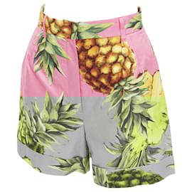 Dolce & Gabbana-Dolce & Gabbana Pineapple print A-line high waisted shorts-Pink