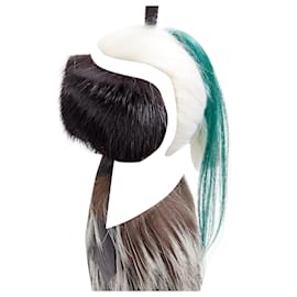 Fendi-Fendi Karl Lagerfeld Karlito fox fur hair leather bag bug char-Green