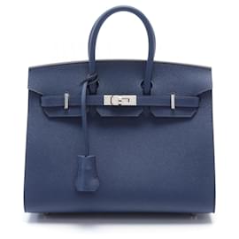 Hermès-Hermes Birkin Sellier 25 Handbag Blue-Blue