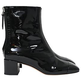 Botas de tornozelo Aeyde Levi com salto bloco em couro envernizado preto Preto