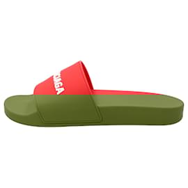 Balenciaga-Balenciaga  Pool Slide Sandal In Beige Red-Red