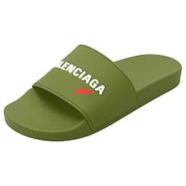 Balenciaga-Balenciaga  Pool Slide Sandal In Beige Red-Red