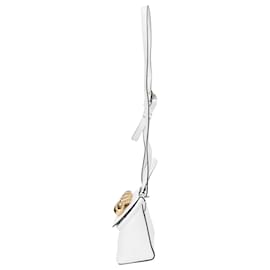 JW Anderson- JW Anderson Small Chain Lid Top Handle Bag in White Leather-White,Cream