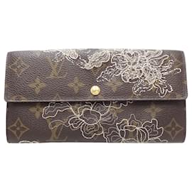 Louis Vuitton-Portefeuille long en toile Louis Vuitton-Marron