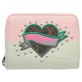 Louis Vuitton-Porte-monnaie zippé en cuir Louis Vuitton-Rose