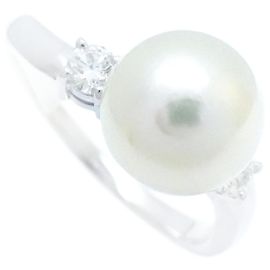 TASAKI Perlen-Diamantring Pt900 Weiß