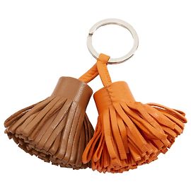 Hermès Charm per borsa in argento con doppio pon-pon Hermes Carmen Uno Dos Marrone