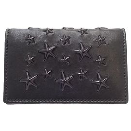 Jimmy Choo Star Studs NELLO Leather Card Case Black