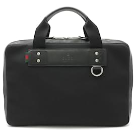 Gucci-Gucci Canvas Leather Briefcase Black-Black